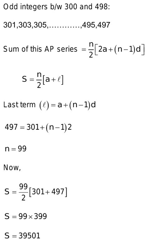 Solution: Find the sum of all the odd integers between .